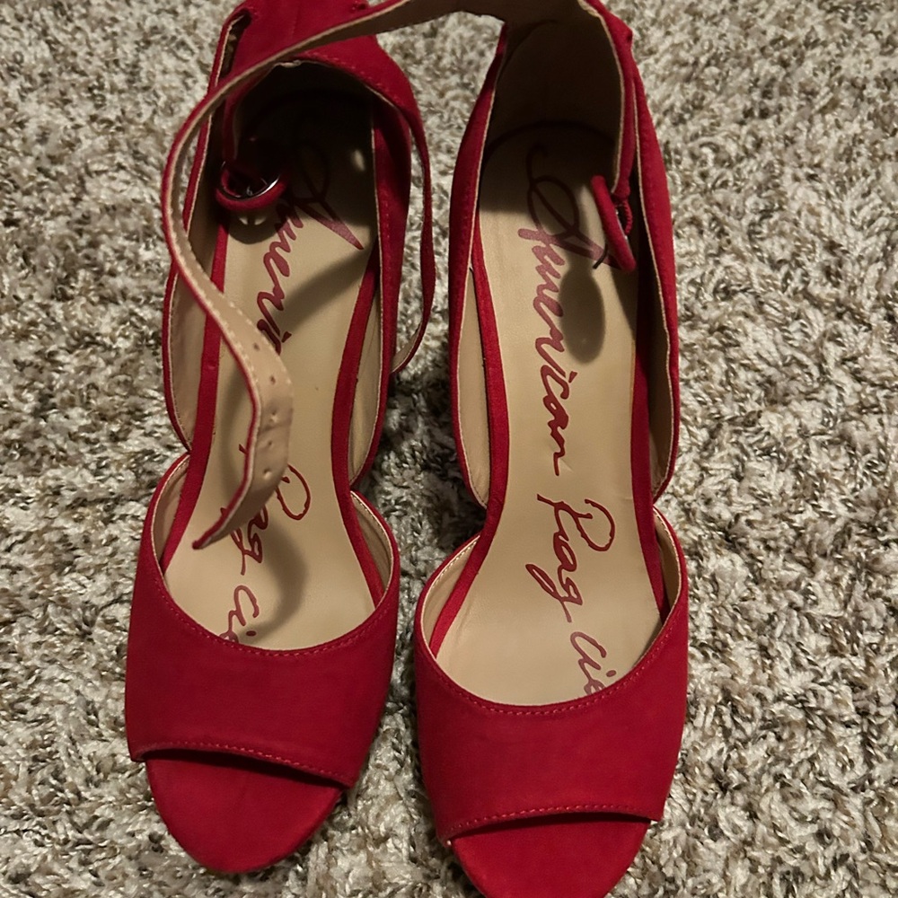 American Rag Bold Red Peep Toe Heels